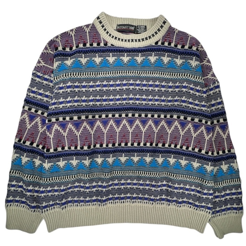 Coogi Style Sweater XL VTG Botany 500 Mens Geometric Knit 90s Y2K  Retro Grandpa